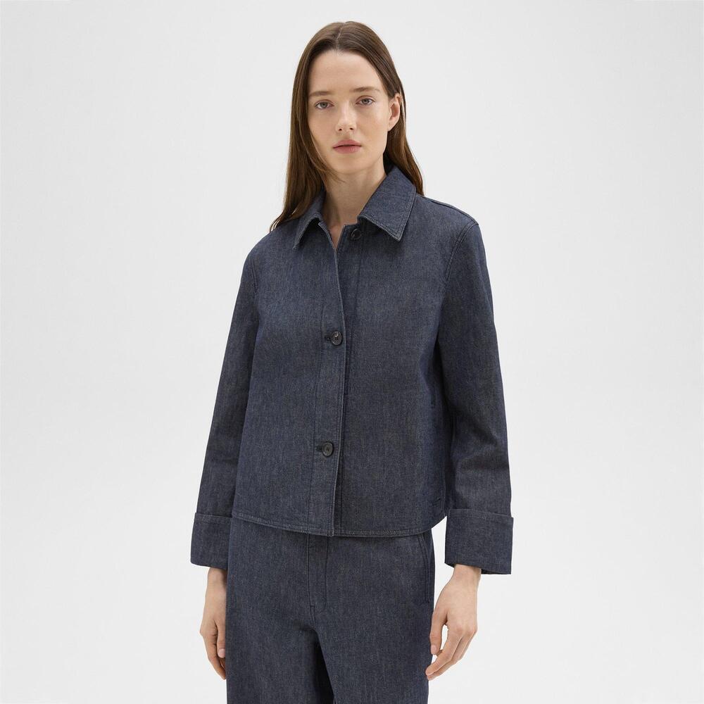 Cuffed Jacket in Crisp Denim - Picture 2 of 4